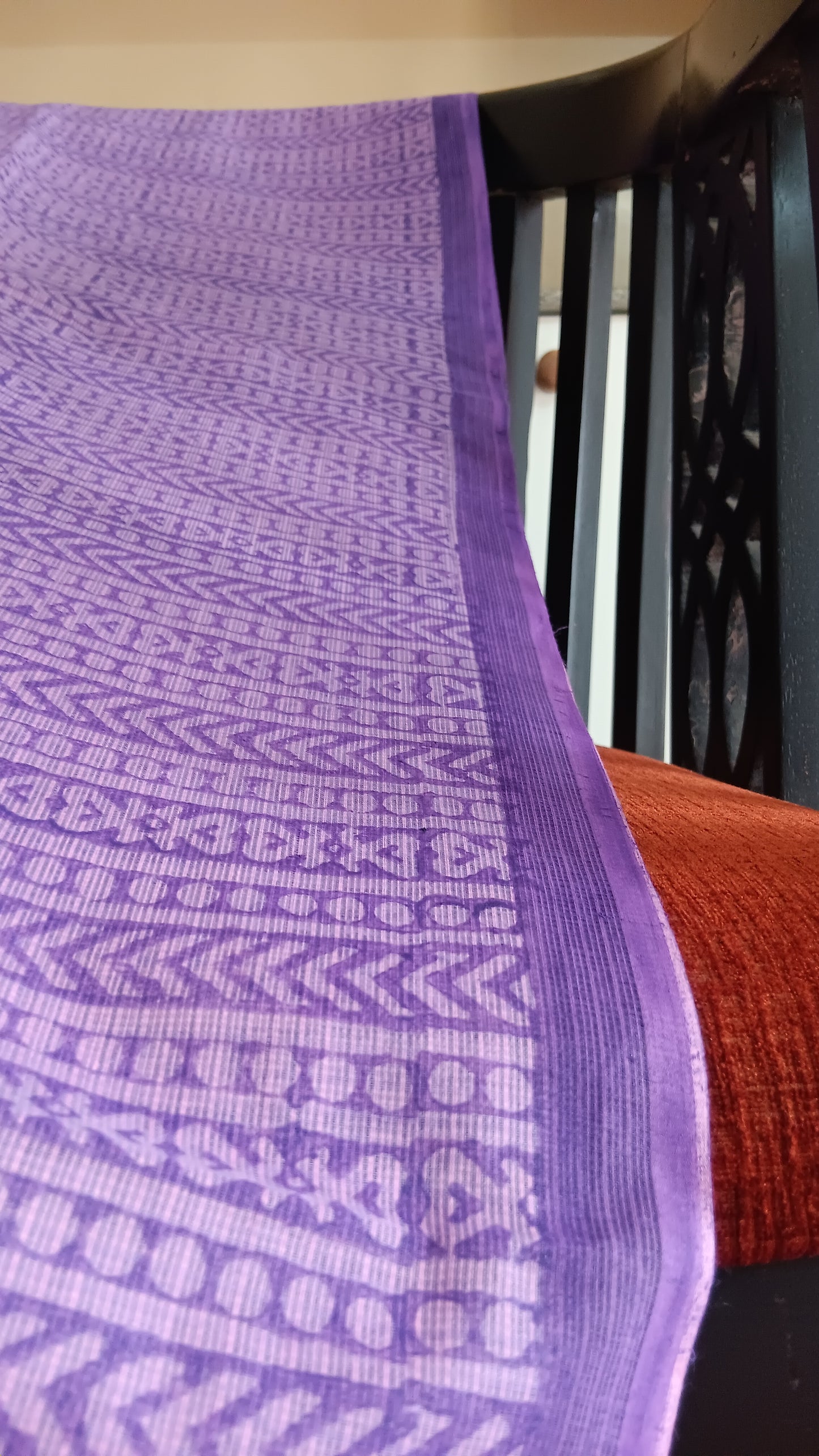 Lilac printed daily wear kota cotton saree (CKT-210)