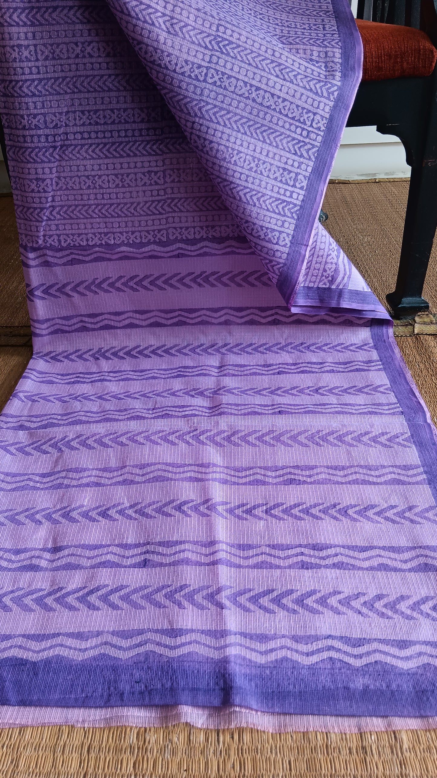 Lilac printed daily wear kota cotton saree (CKT-210)