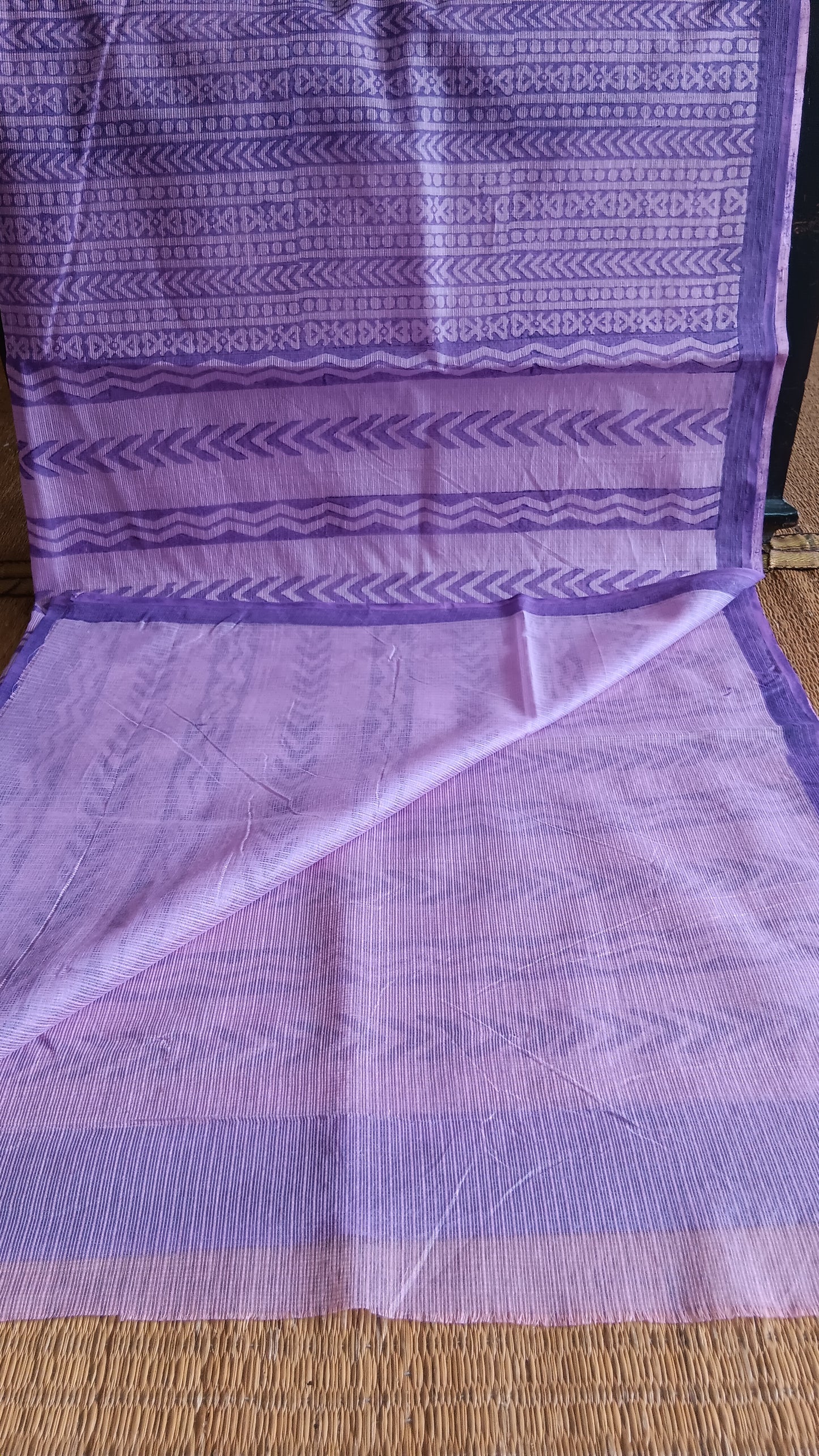 Lilac printed daily wear kota cotton saree (CKT-210)