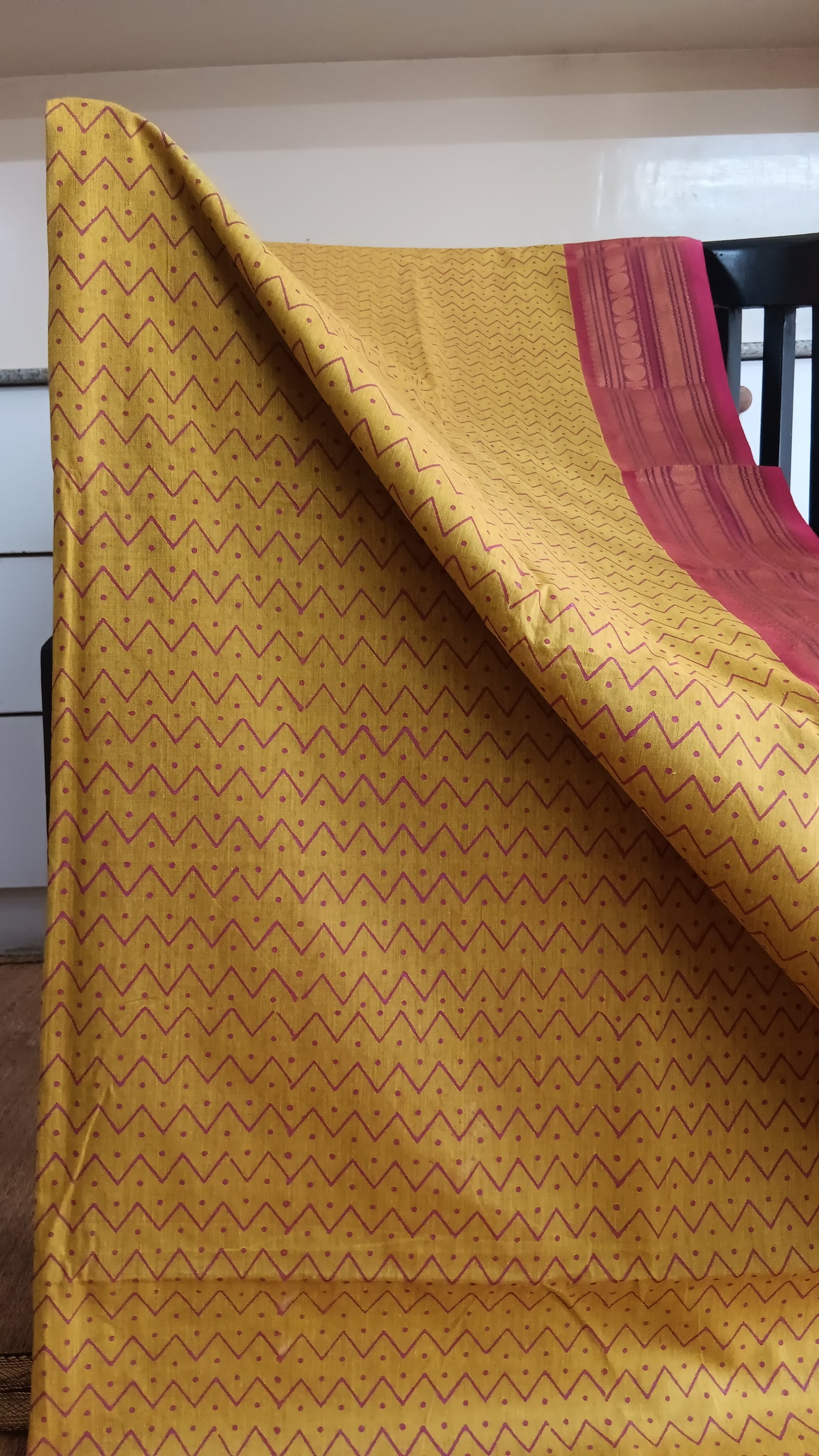 Mustard cotton saree zari border (CGOP-954)