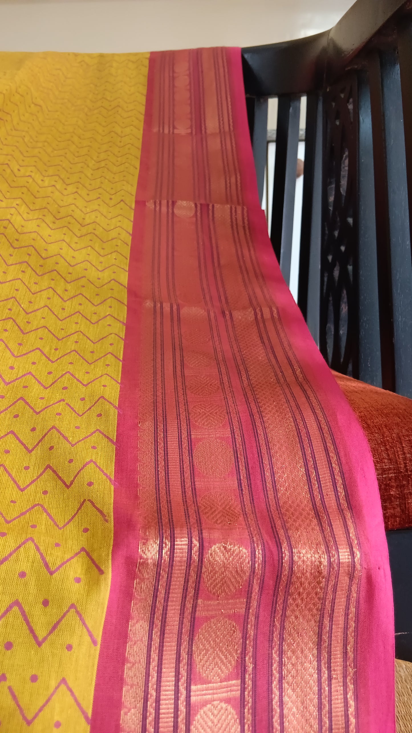 Mustard cotton saree zari border (CGOP-954)