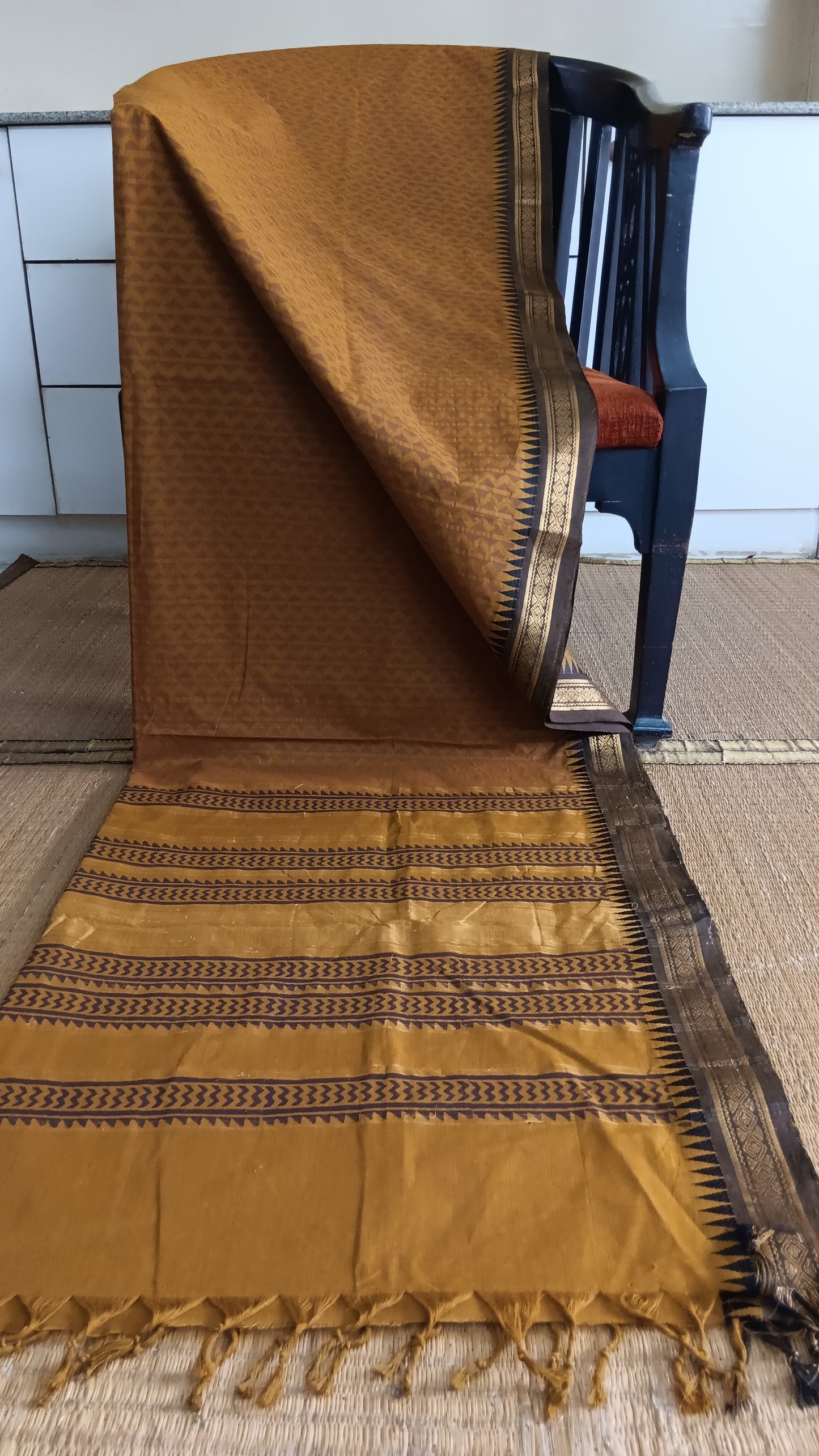 Mustard function wear cotton saree (CGOP-943)