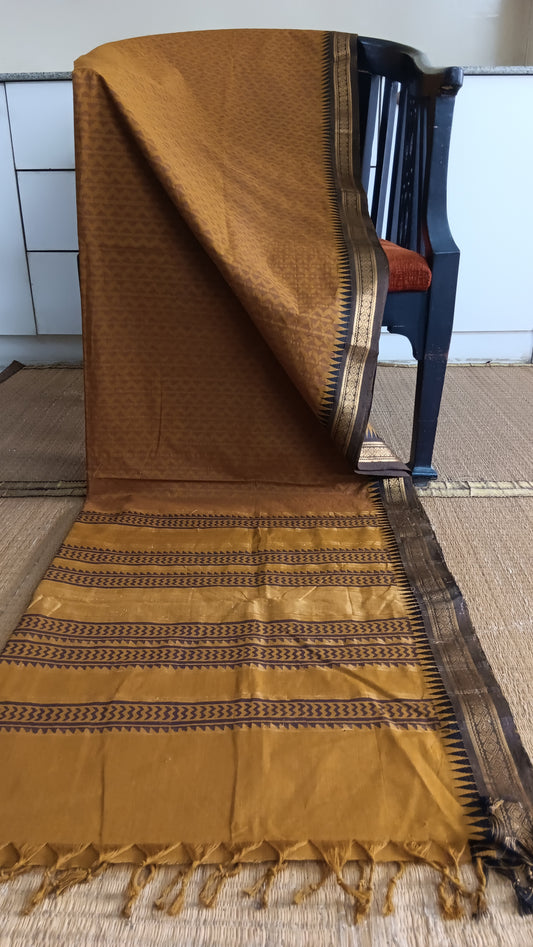 Mustard function wear cotton saree (CGOP-943)