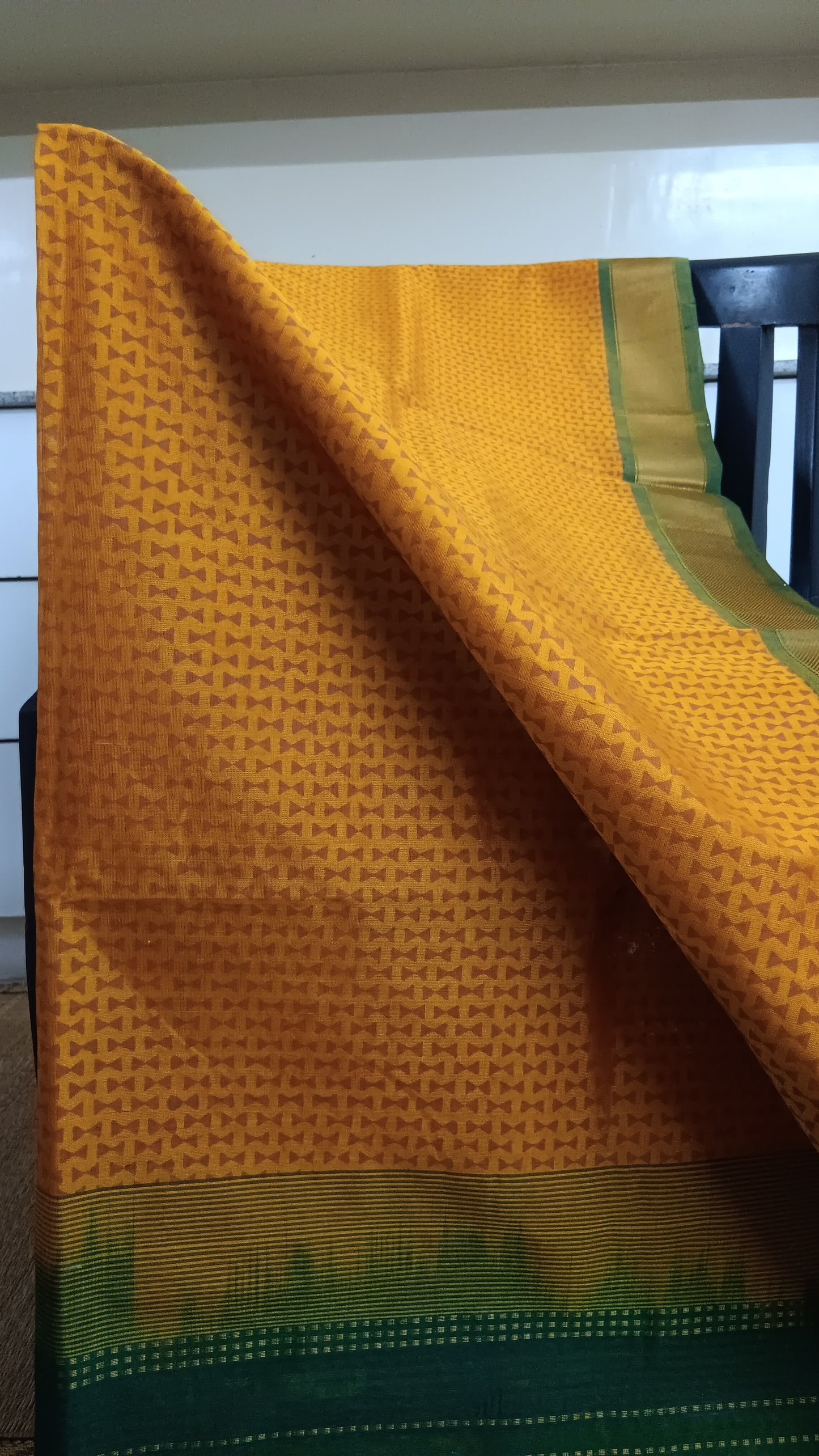 Mustard green silk cotton saree (SC4-436)