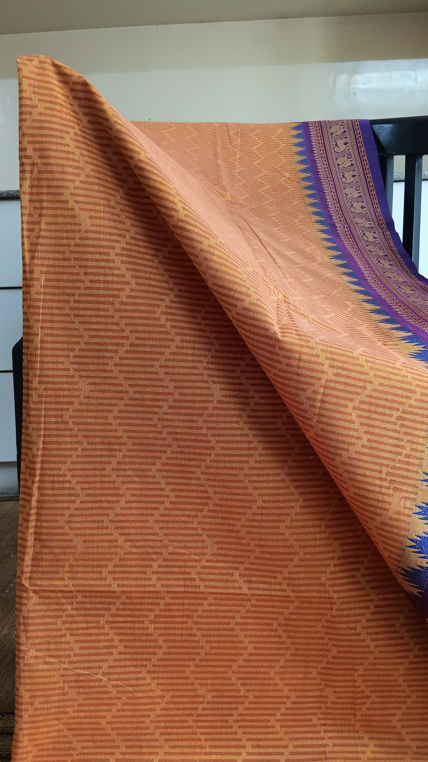 Mustard printed daily wear cotton saree (DW-132)