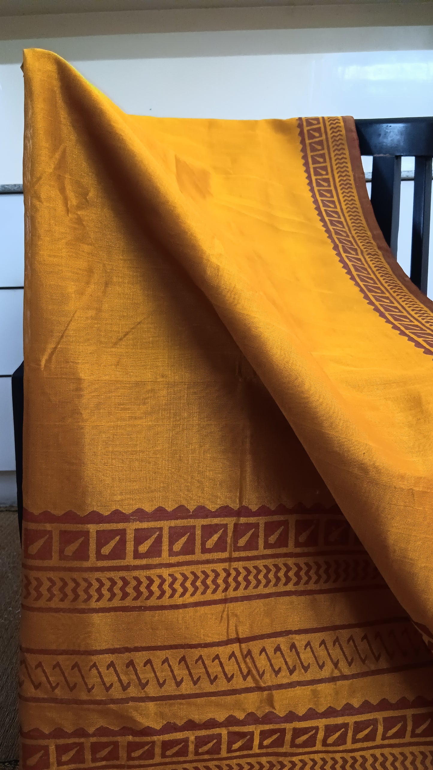 Mustard silk cotton saree printed (SCP-149)