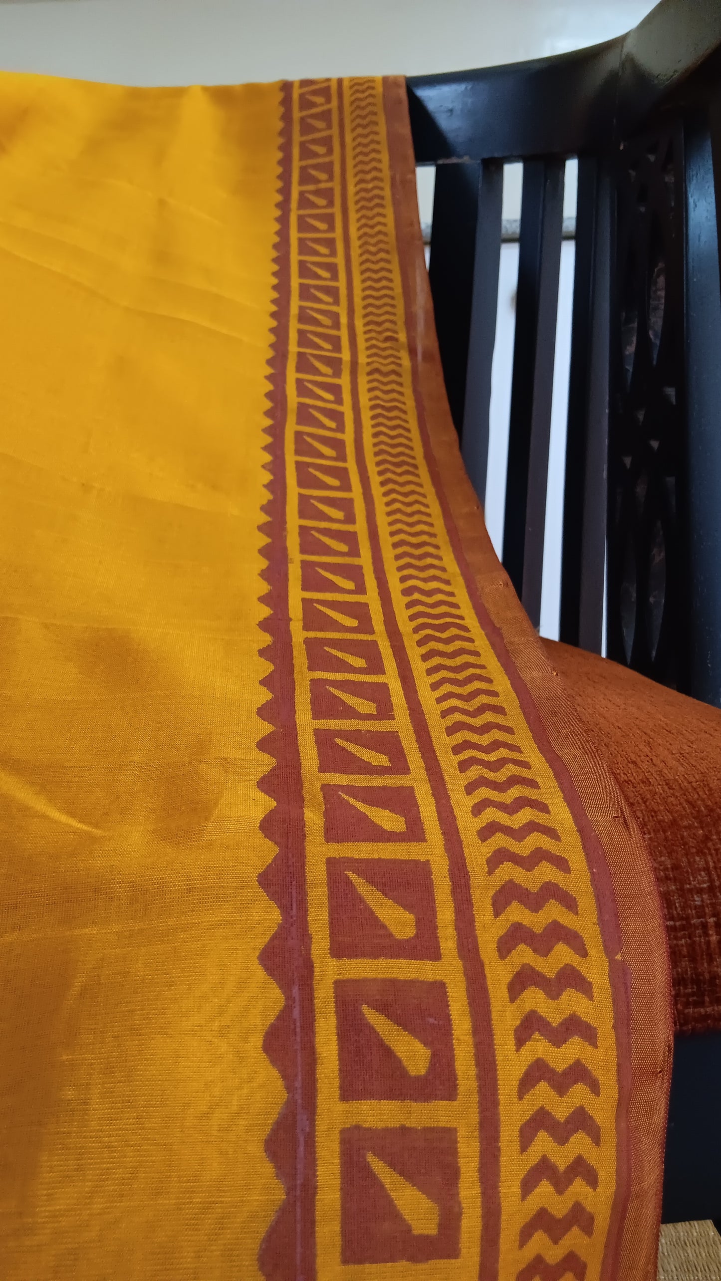 Mustard silk cotton saree printed (SCP-149)