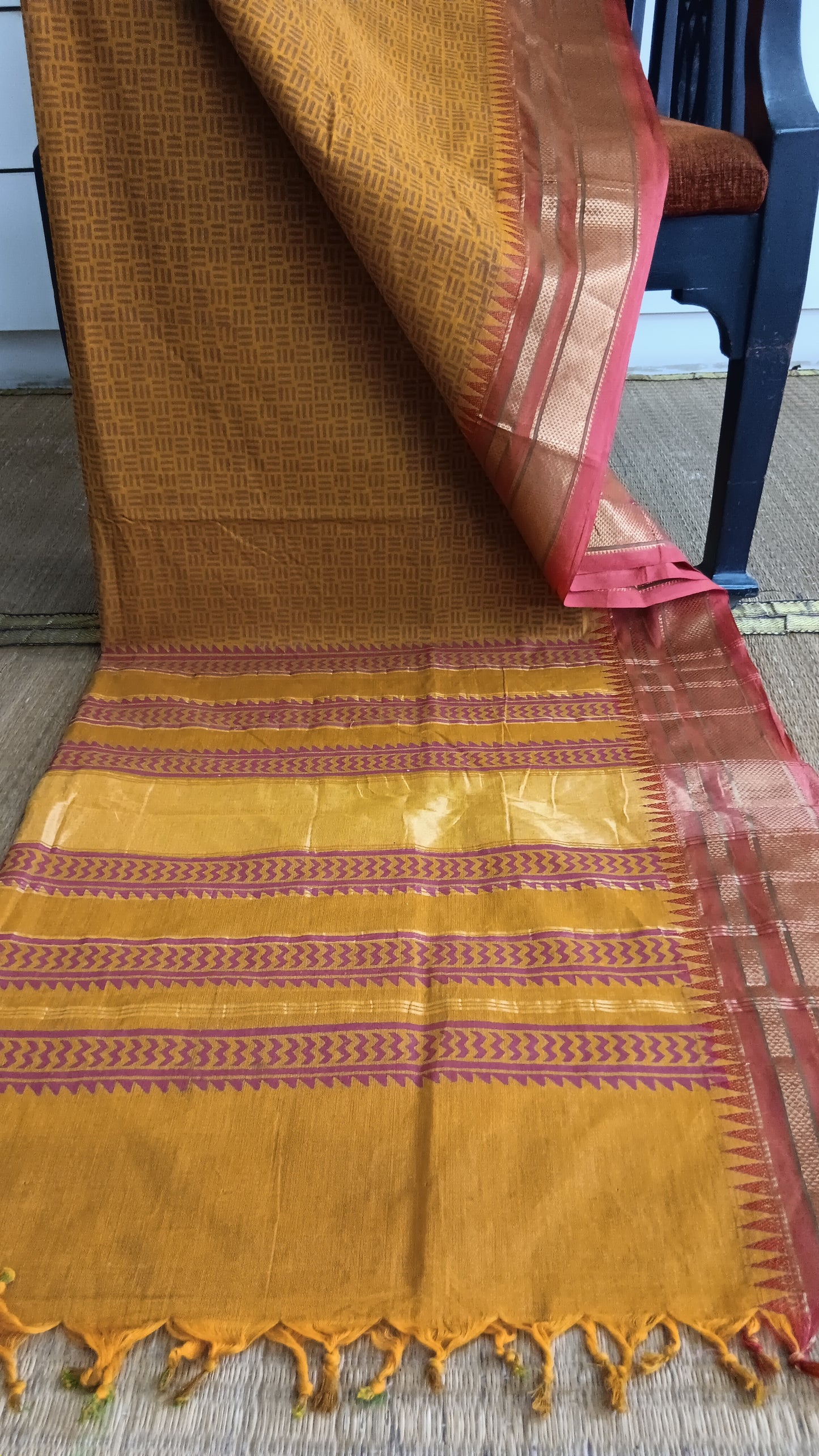 Ochre printed function wear saree (CGOP-929)