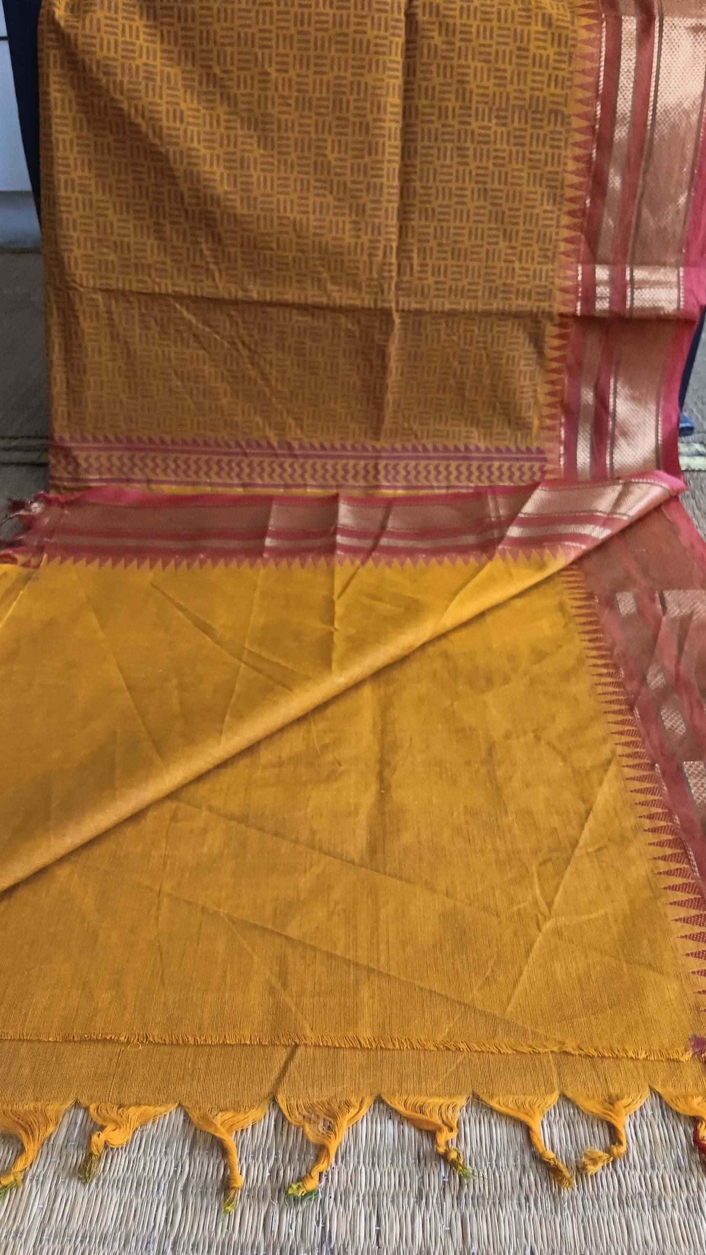 Ochre printed function wear saree (CGOP-929)