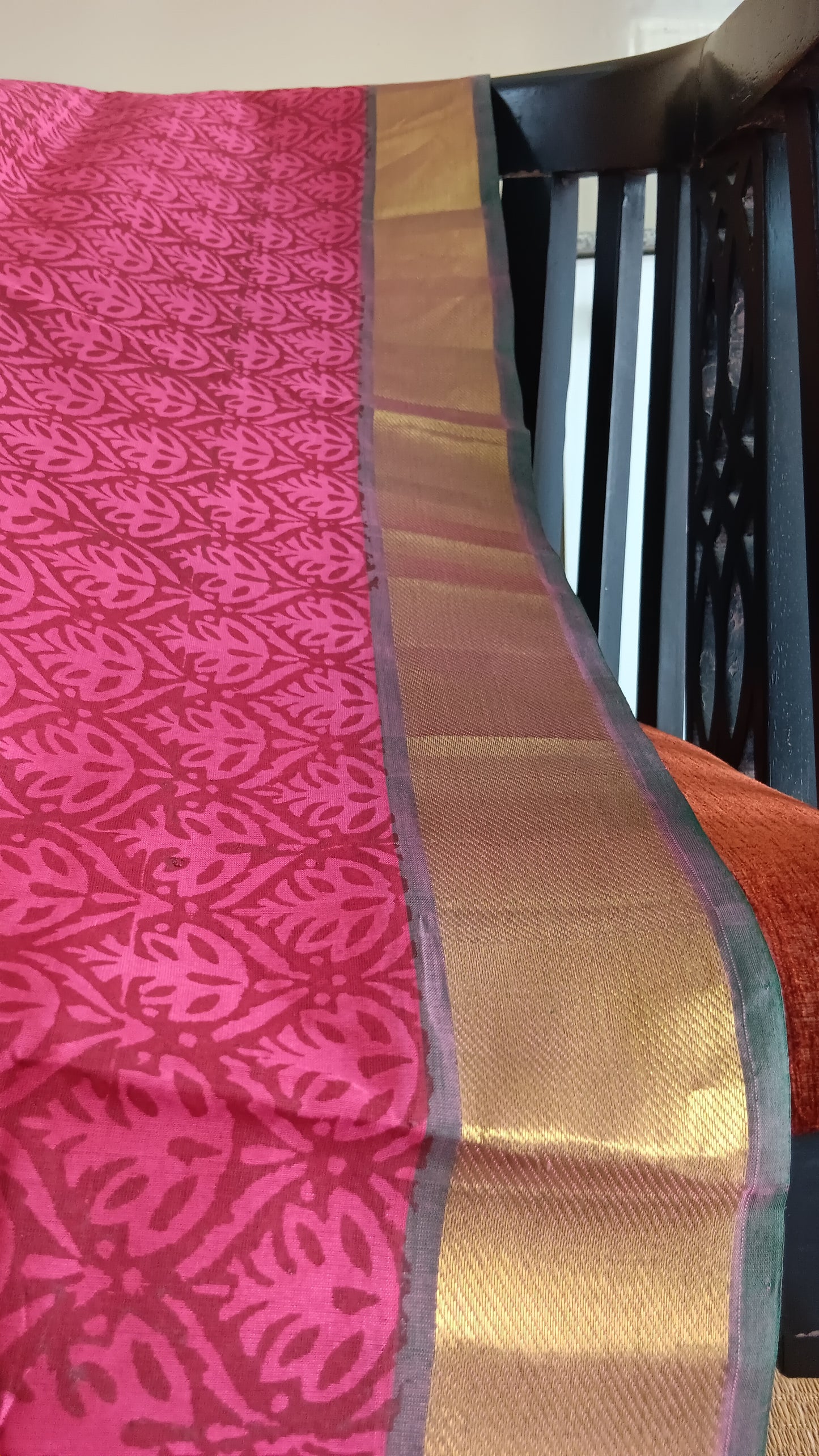 Pink and green silk cotton saree (SC4-449)