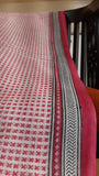 close up view of the block printed body of a kota cotton saree for daily use