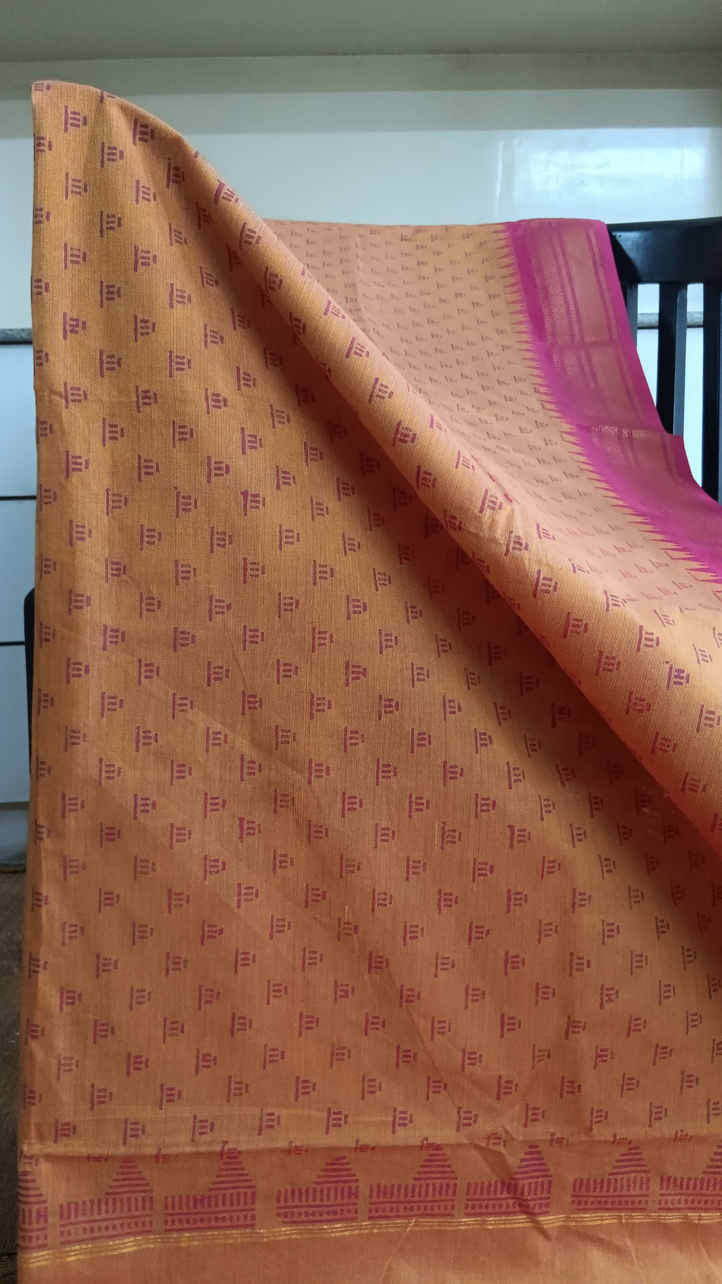 Pink printed function wear cotton saree (CGOP-964)