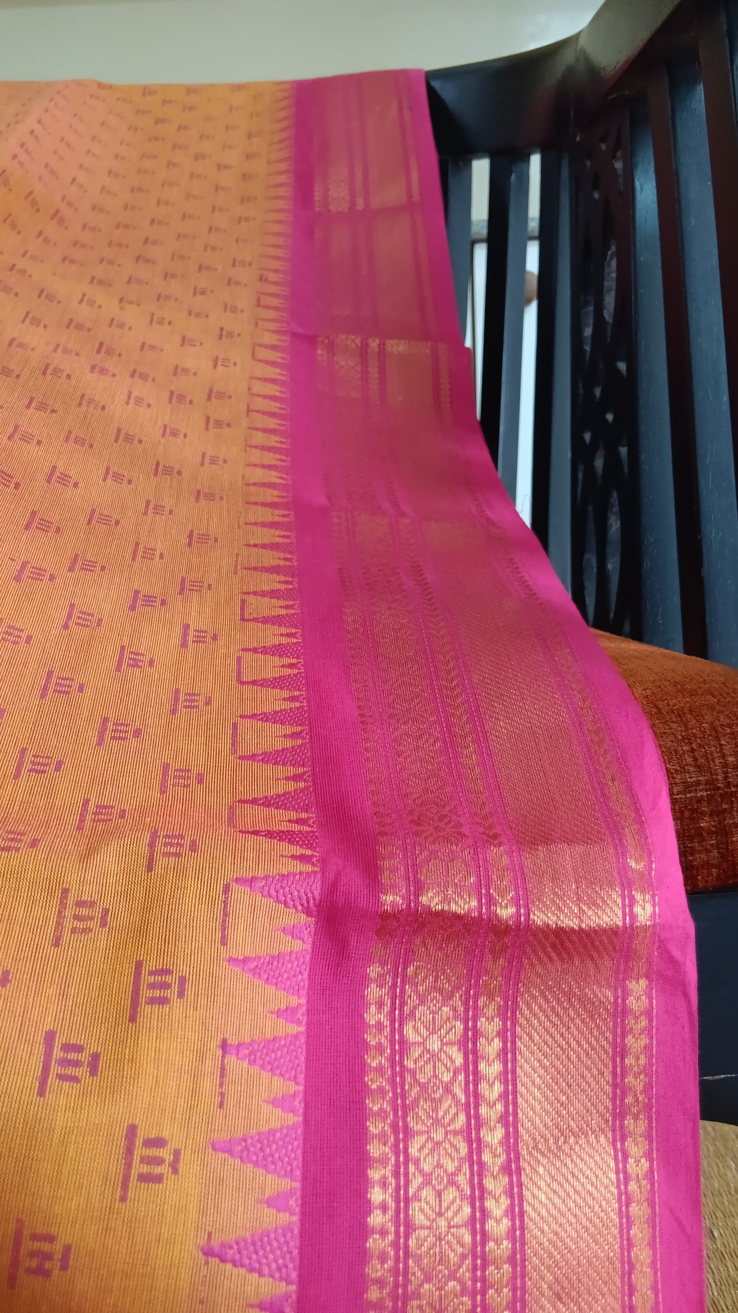 Pink printed function wear cotton saree (CGOP-964)