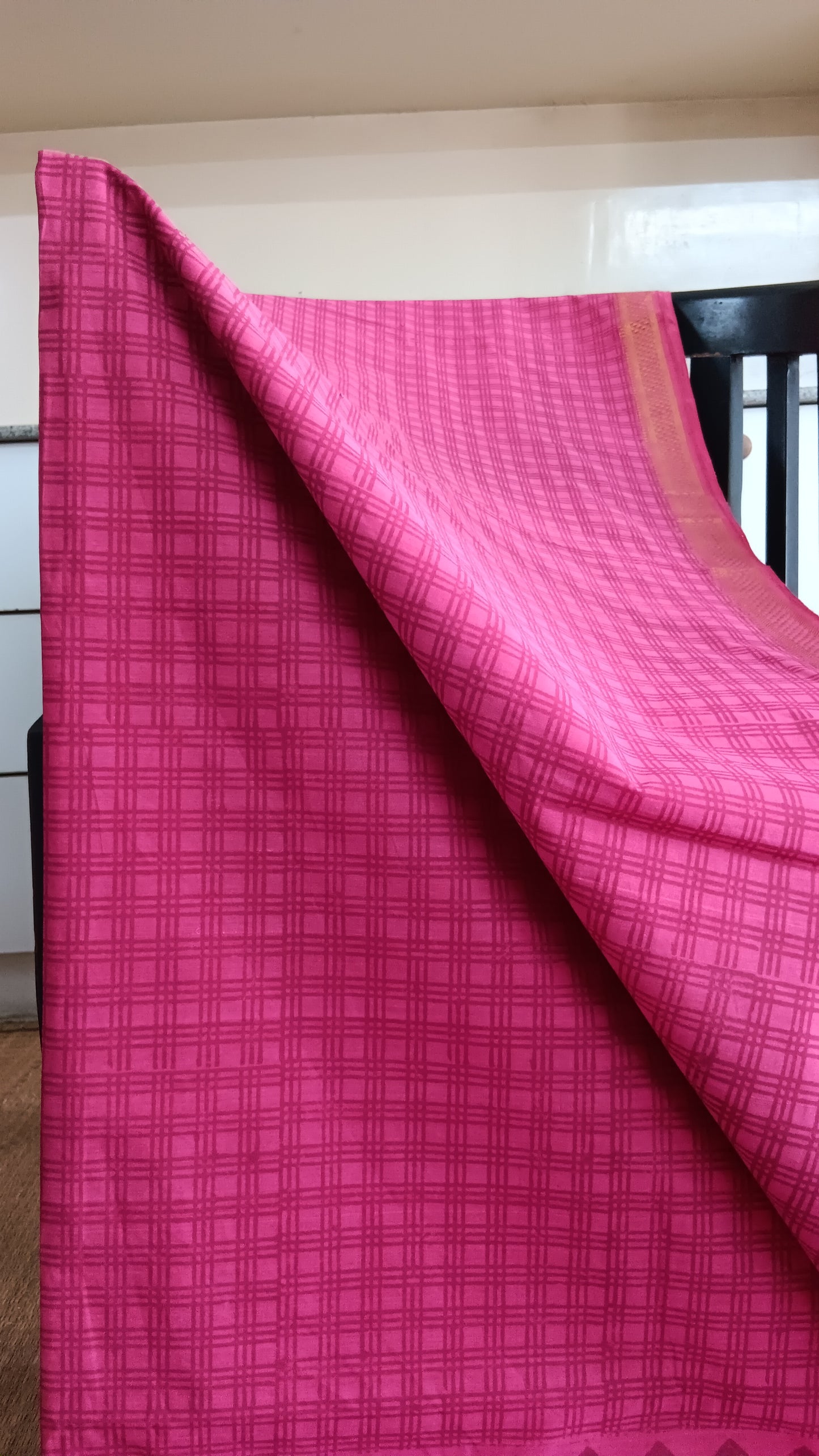 Pink printed handloom cotton saree (MG2-112)