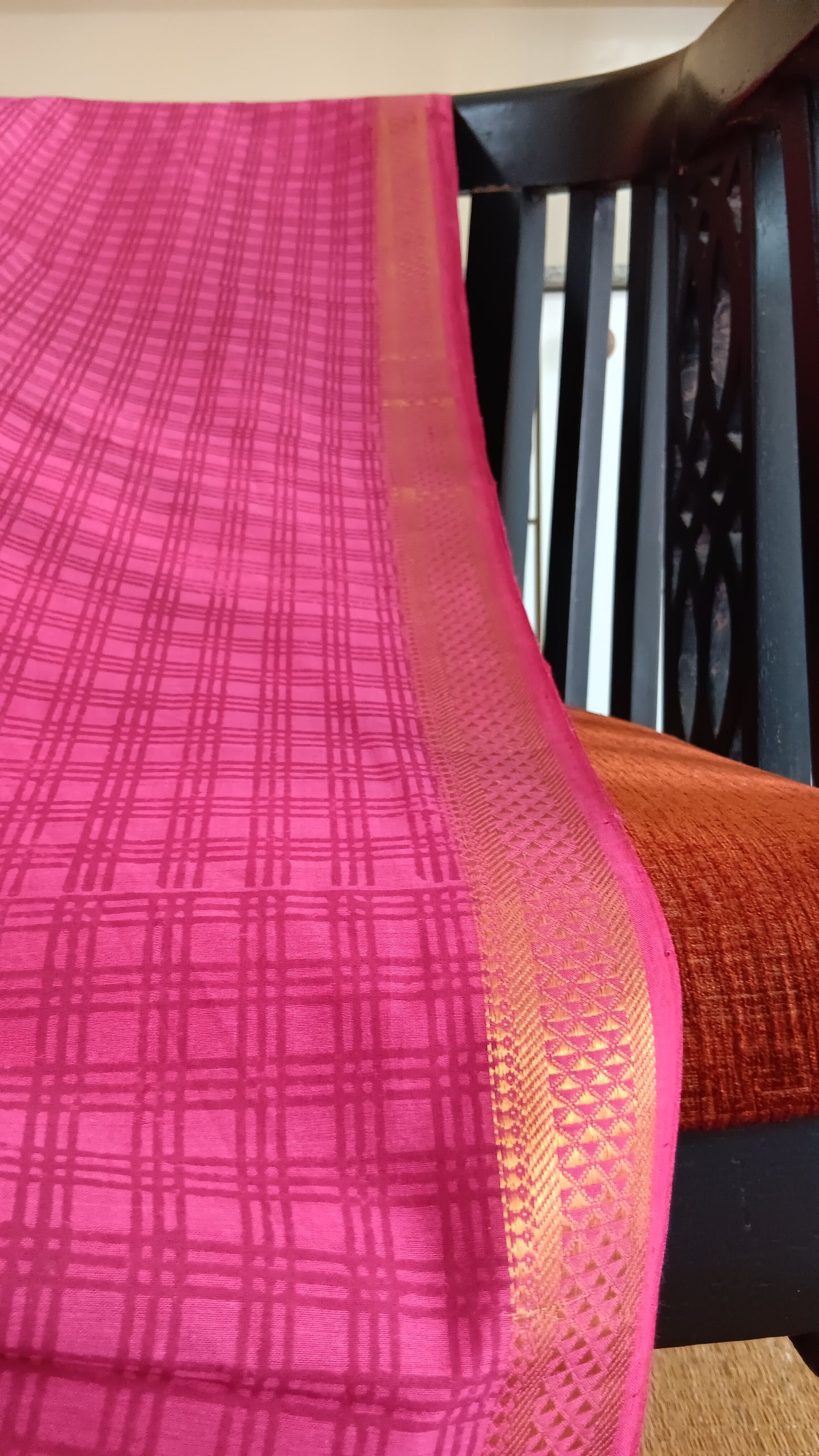 Pink printed handloom cotton saree (MG2-112)