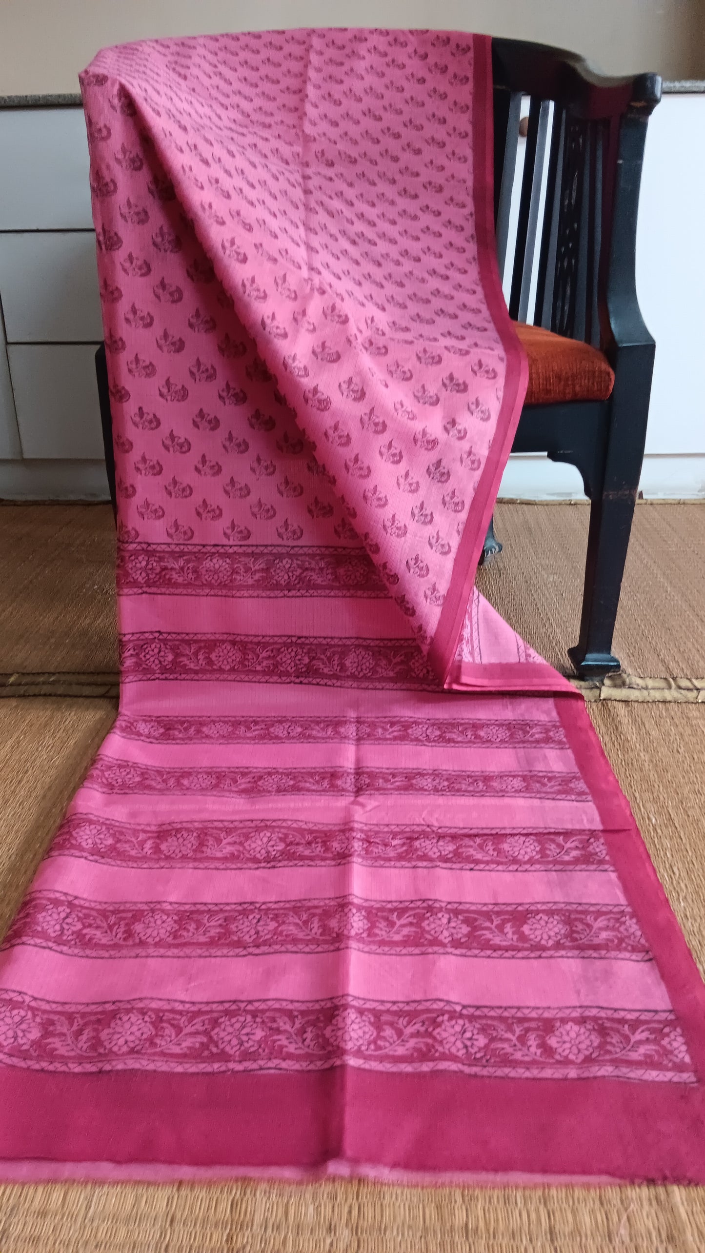 Pink printed kota cotton saree (CKT-203)