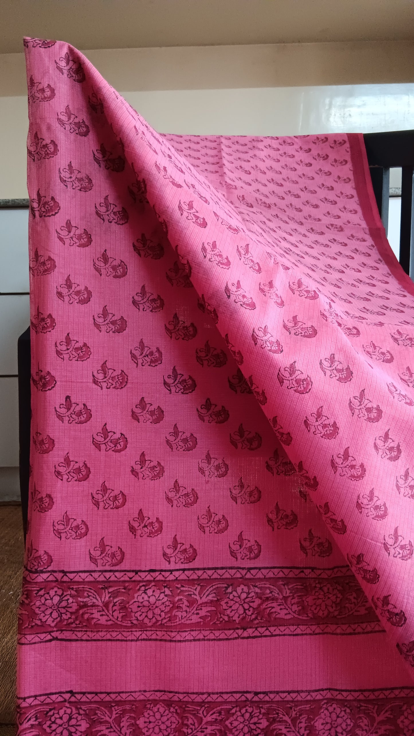 Pink printed kota cotton saree (CKT-203)