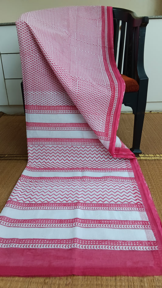 Pink printed kota cotton saree (CKT-223)