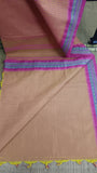 Plain pink cotton blouse included with the saree.