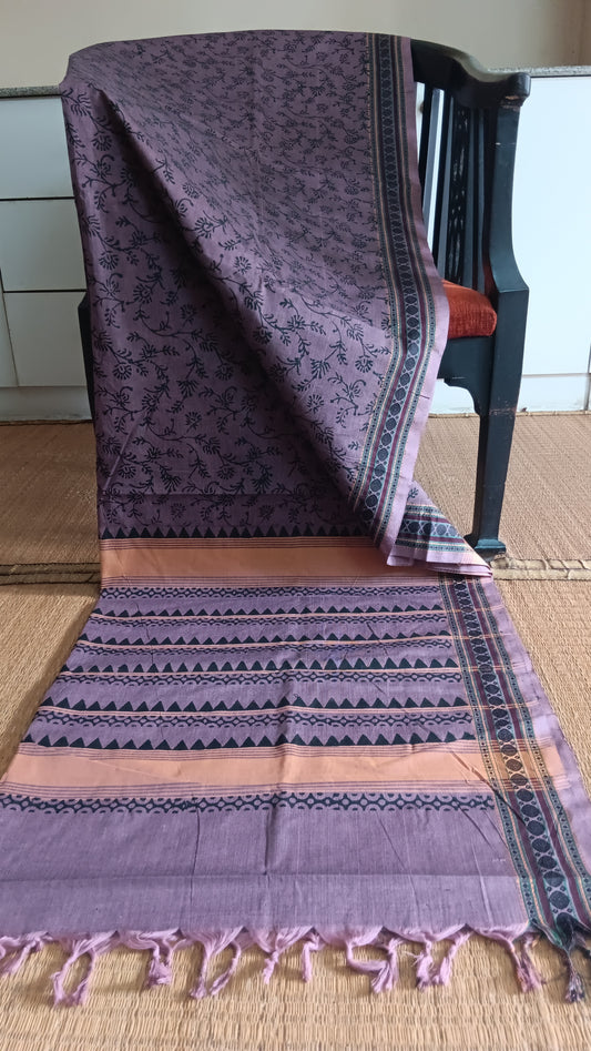 Purple cotton saree for office use (DW-512)