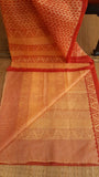 view from the top of the plain blouse of a rust daily wear kota cotton saree