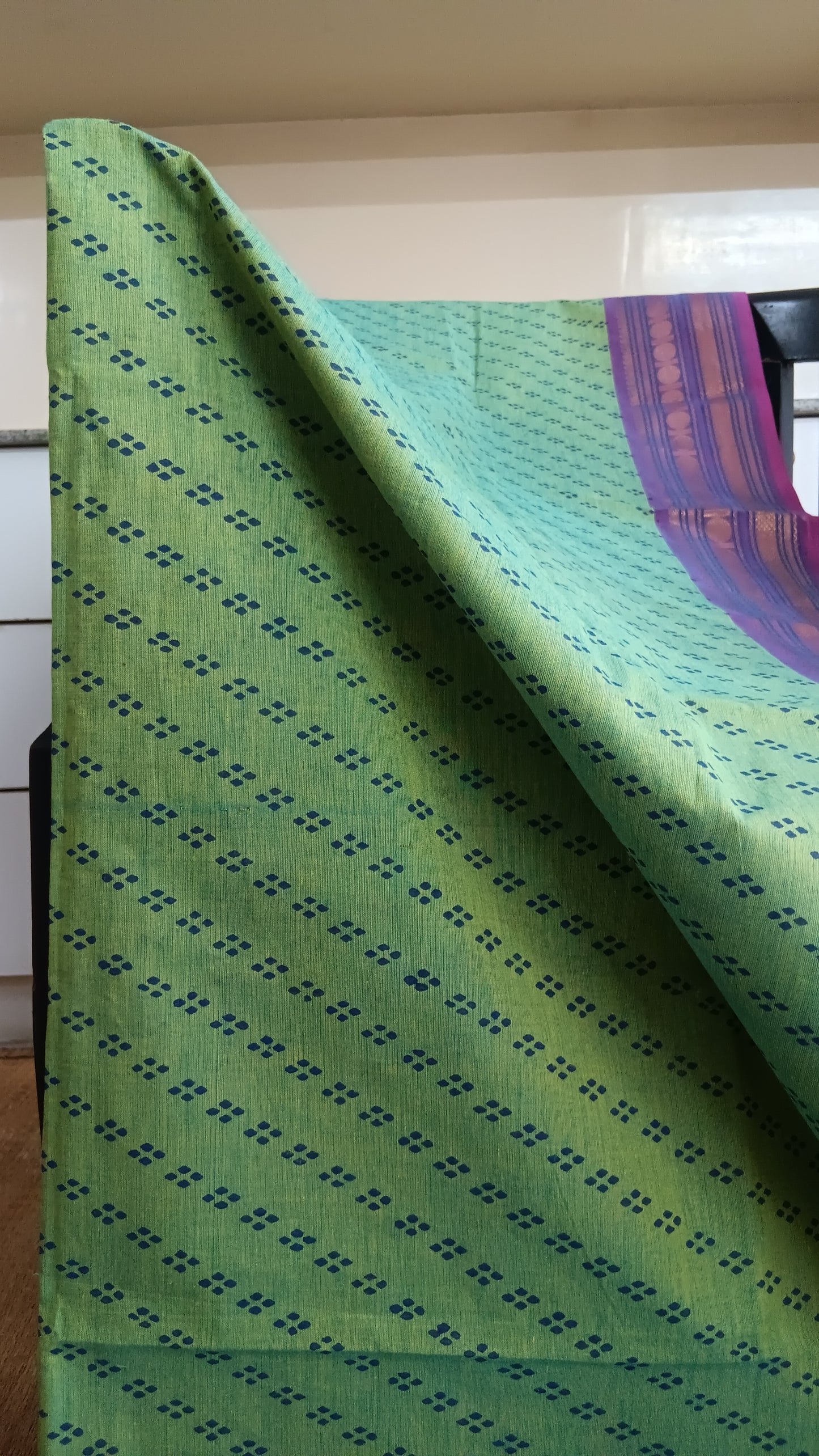 Sea green printed function wear cotton saree (CGOP-959)