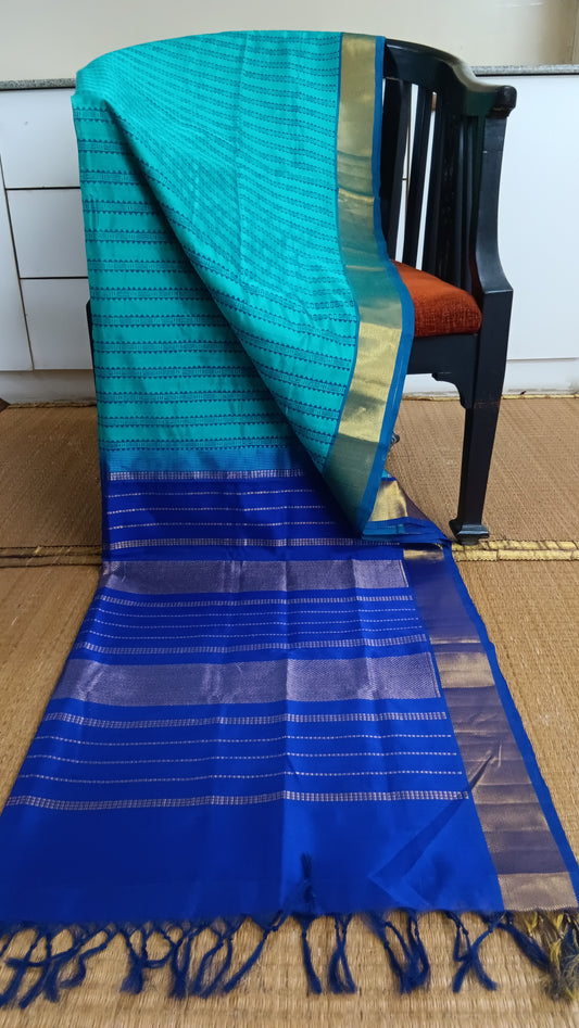 Simple block printed silk cotton saree (SC4-411)