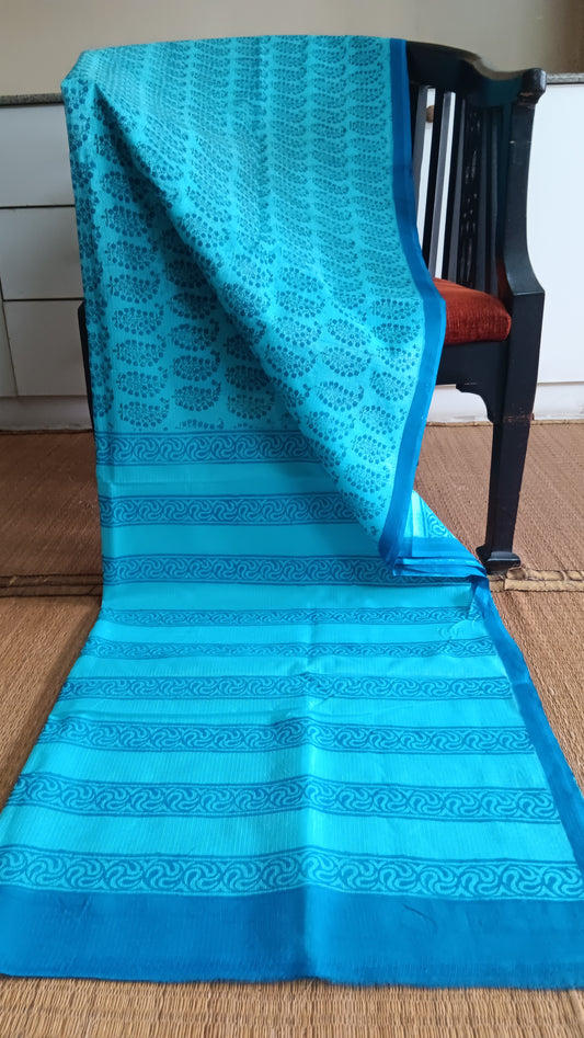 Simple blue kota cotton saree (CKT-202)