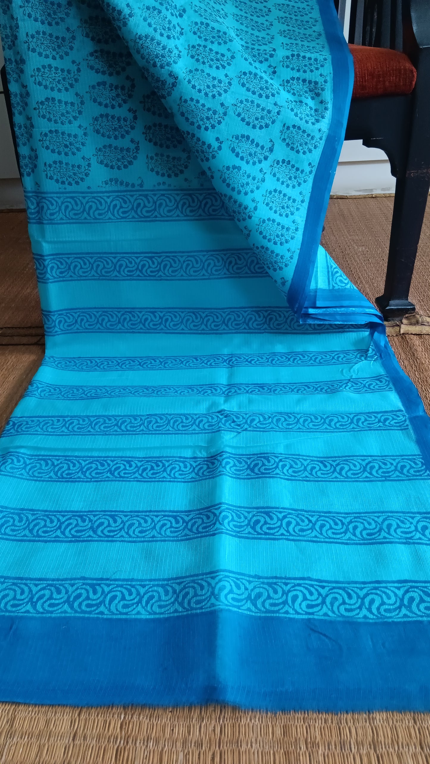 Simple blue kota cotton saree (CKT-202)