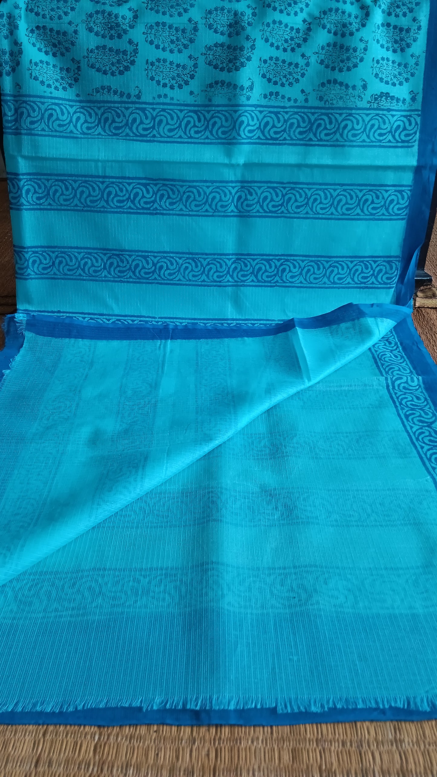 Simple blue kota cotton saree (CKT-202)