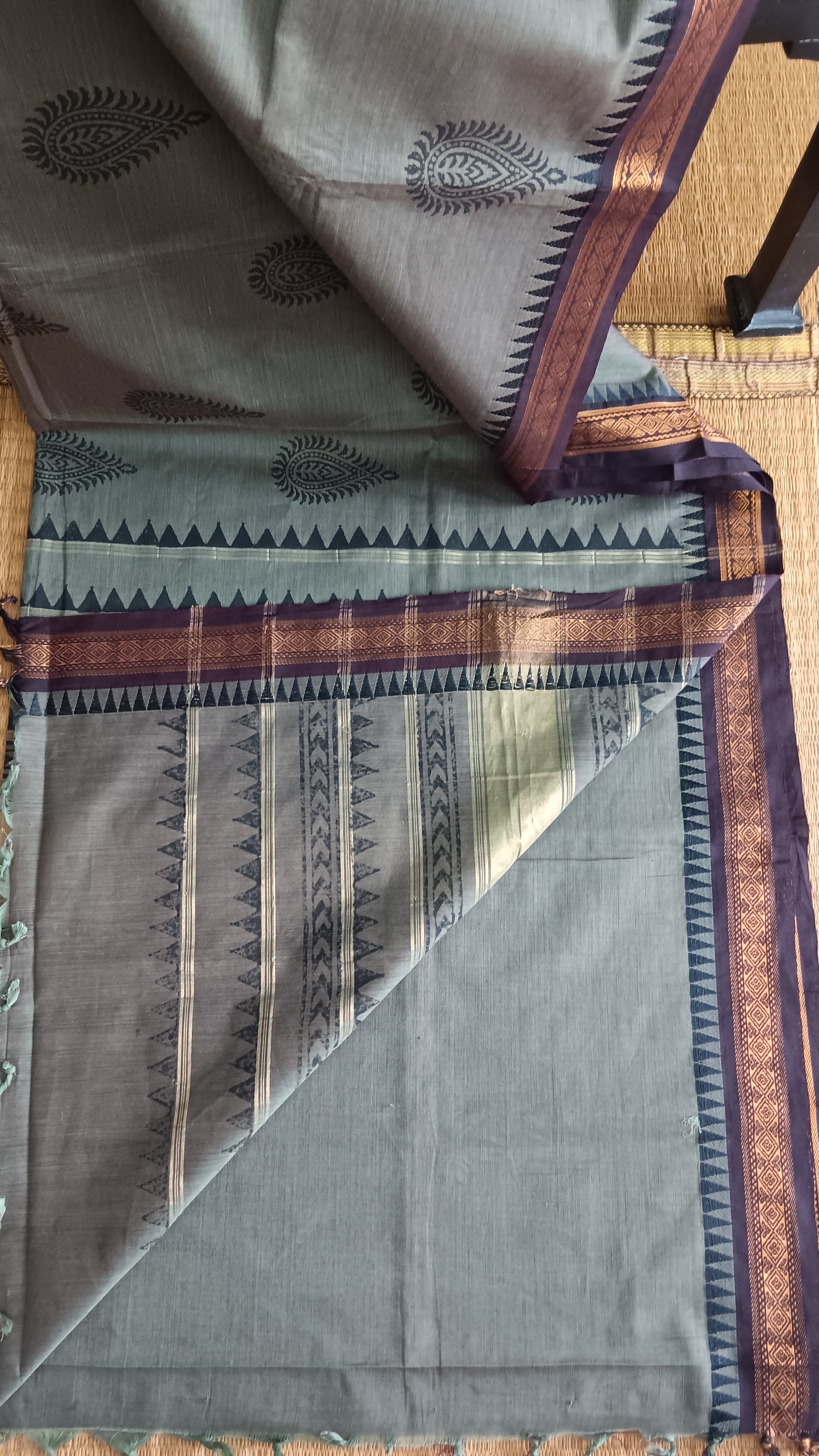 Slate grey function wear cotton saree (CGOP-915)