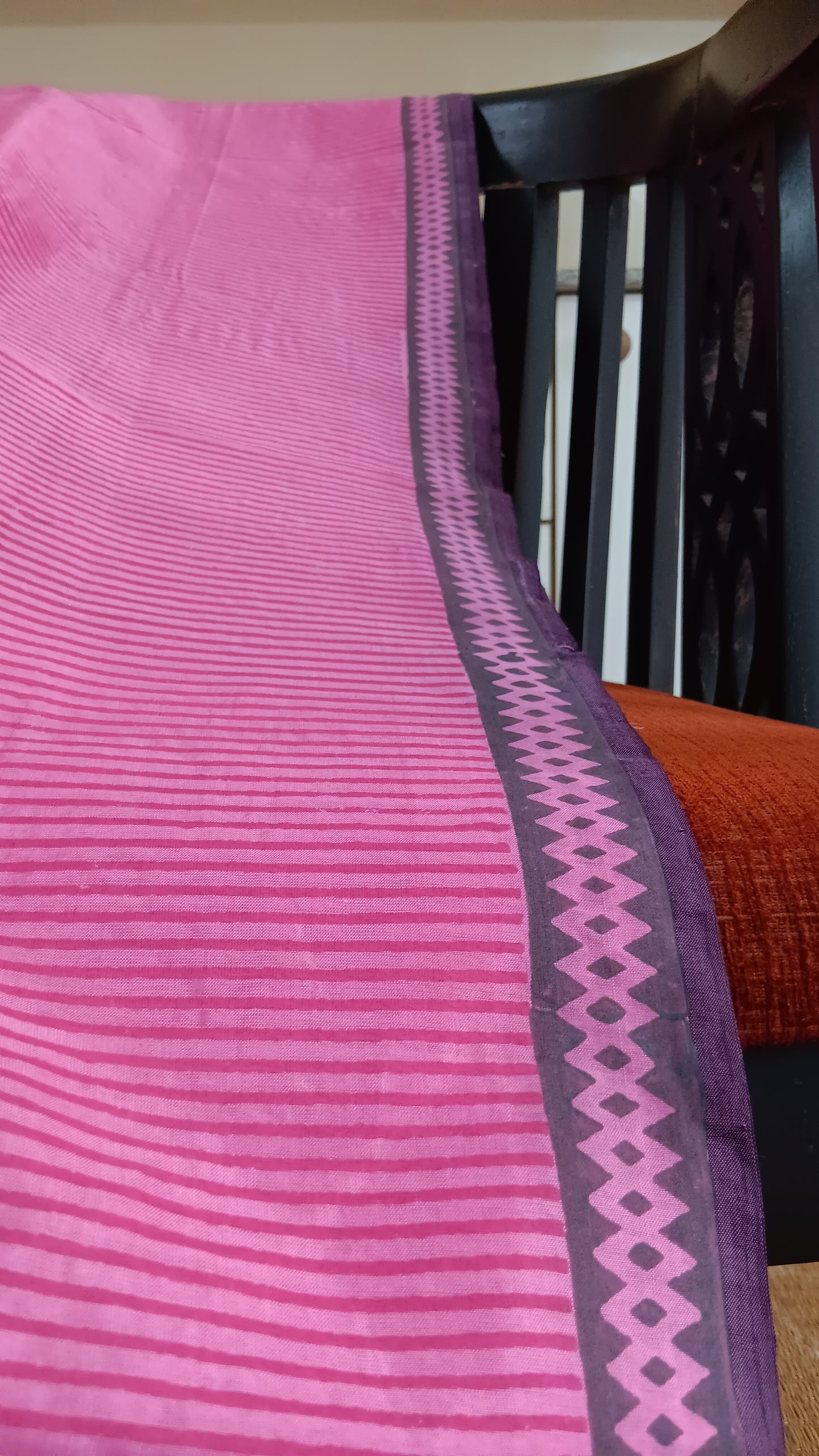 Striped pink silk cotton saree (SCP-137)