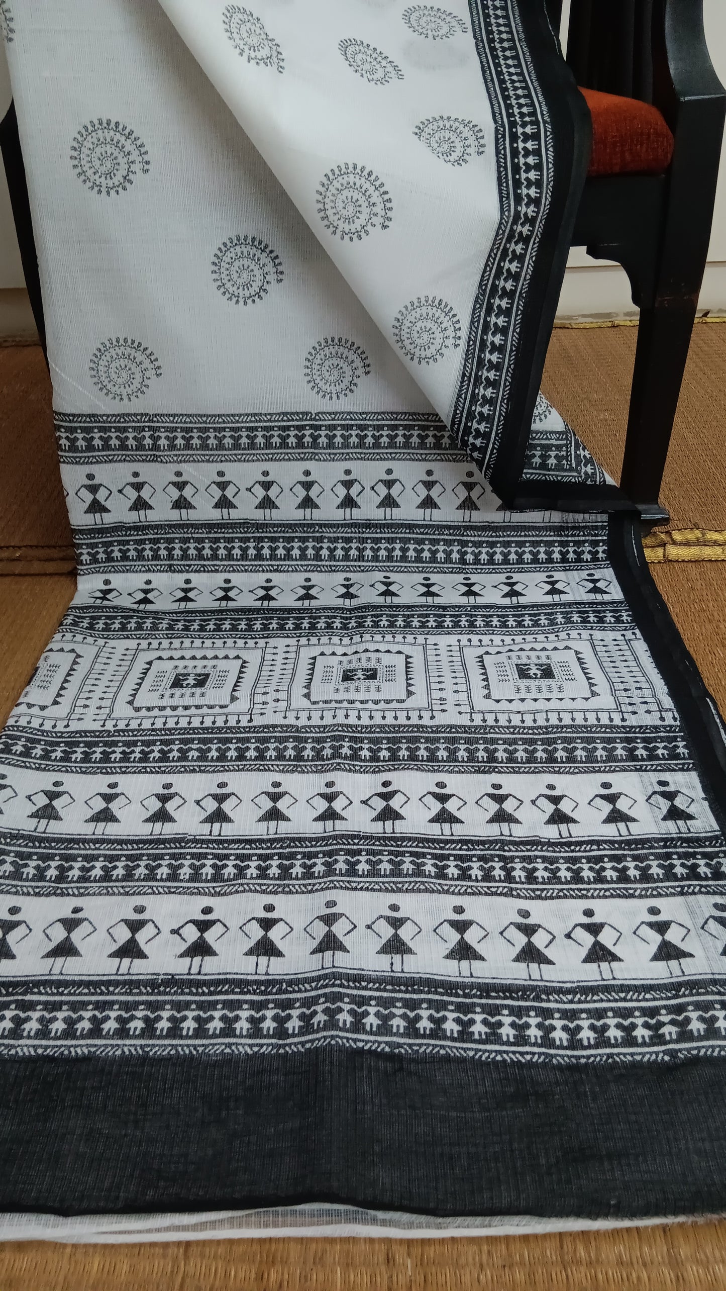 Warli motif black white kota saree (CKT-102)