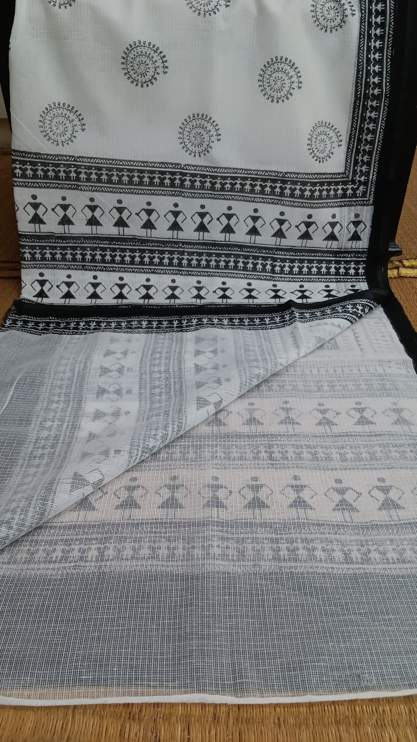 Warli motif black white kota saree (CKT-102)