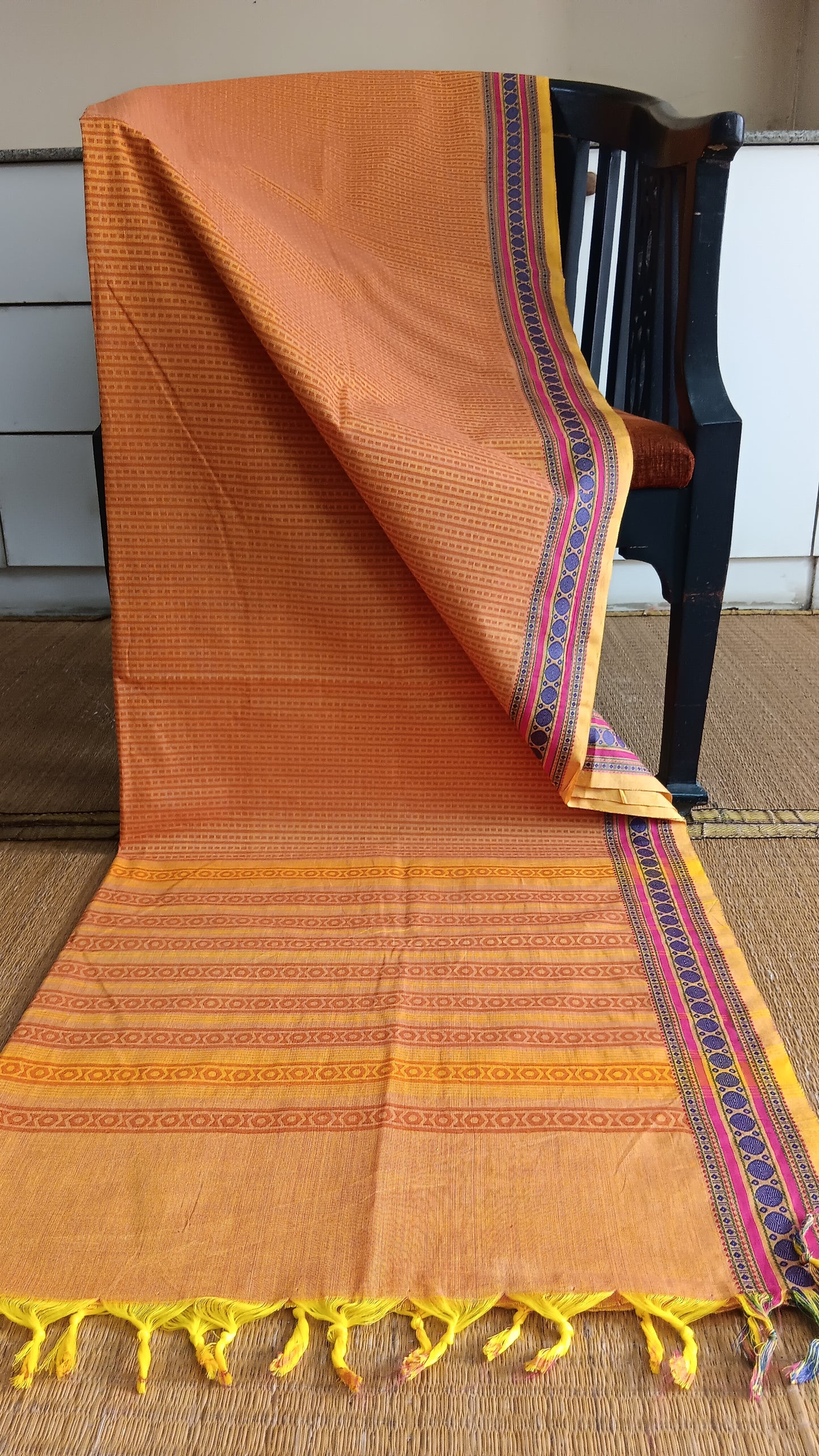 Yellow cotton daily use saree (DW-138)