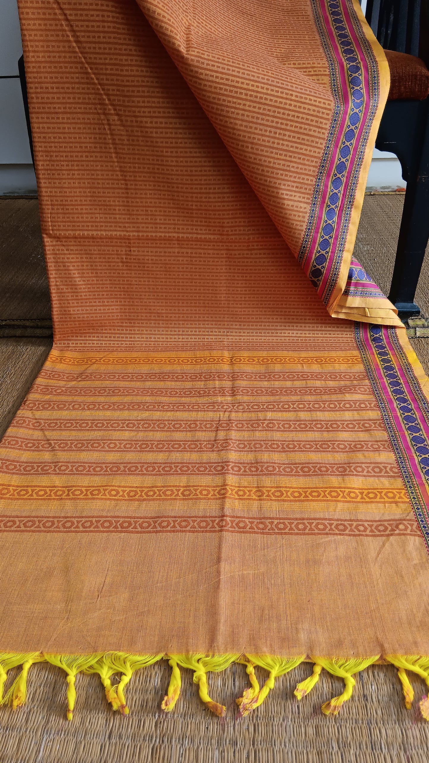 Yellow cotton daily use saree (DW-138)