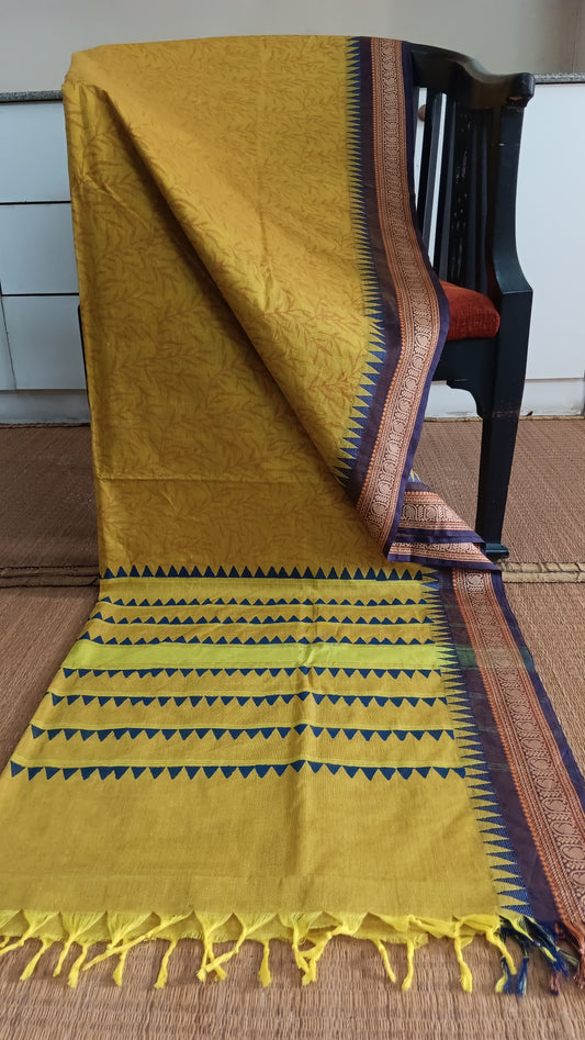 Yellow daily wear cotton saree (DW-502)