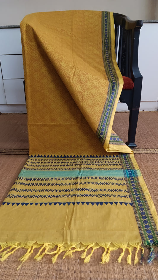 Yellow cotton saree for daily use (DW-505)