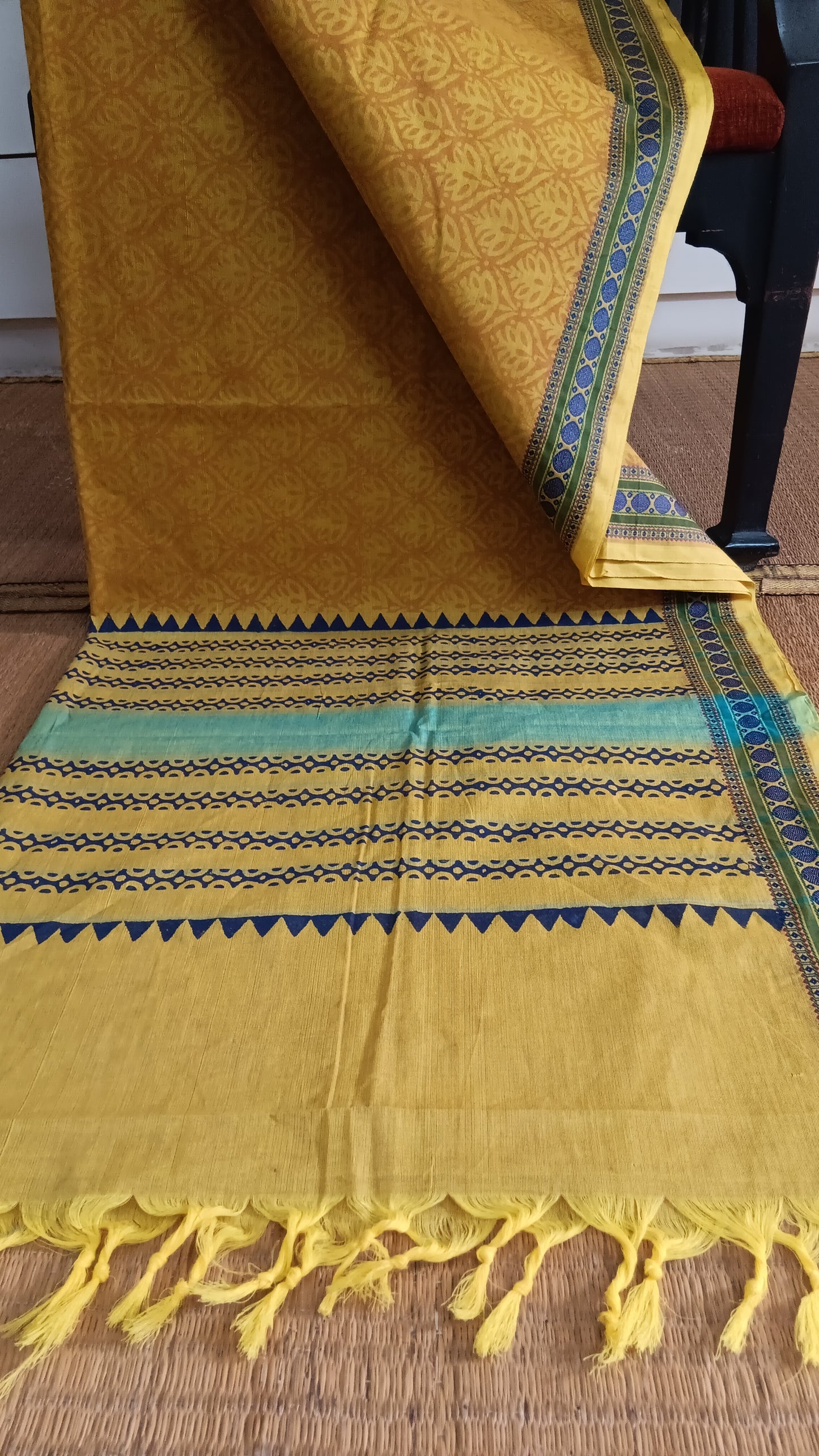 Yellow cotton saree for daily use (DW-505)
