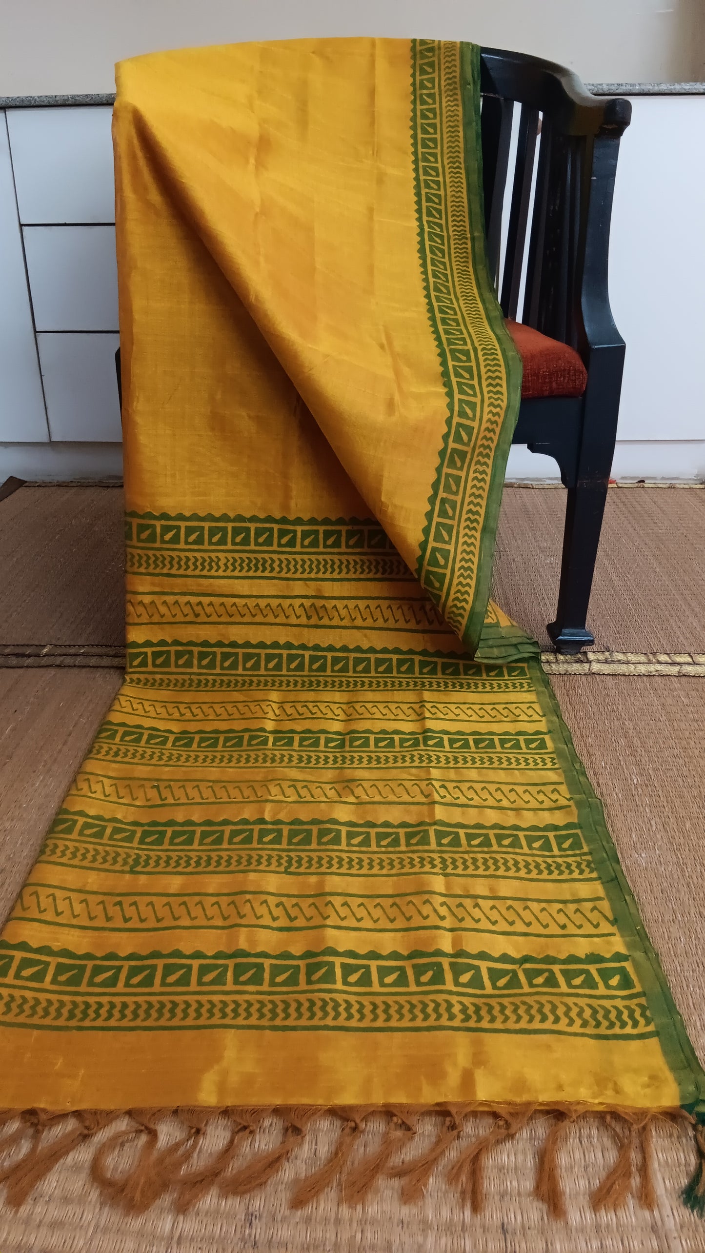 Yellow green silk cotton saree (SCP-151)