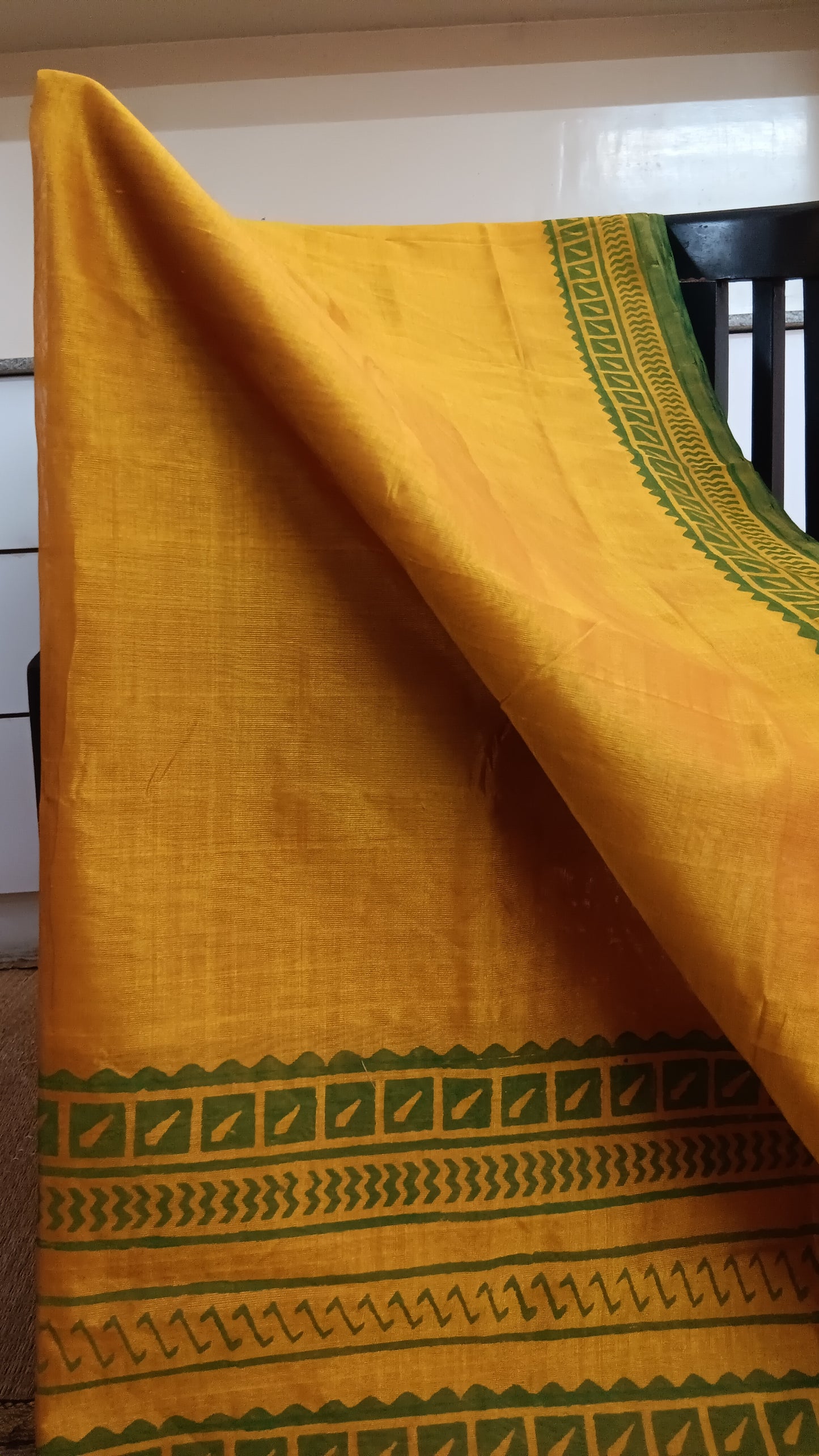 Yellow green silk cotton saree (SCP-151)