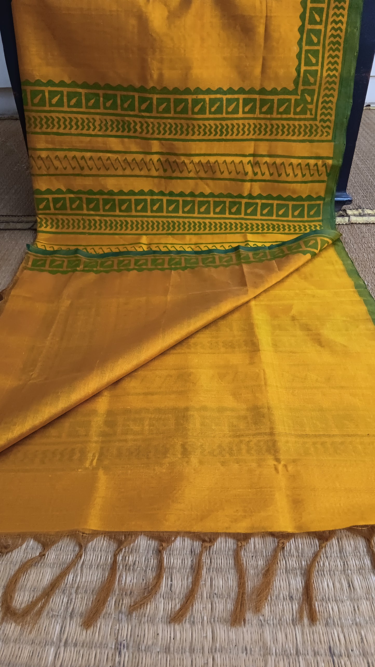 Yellow green silk cotton saree (SCP-151)