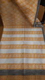 Yellow printed cotton kota saree (CKT-2138)