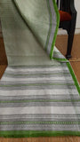 Block printed green and black kota cotton saree (CKT-2052)