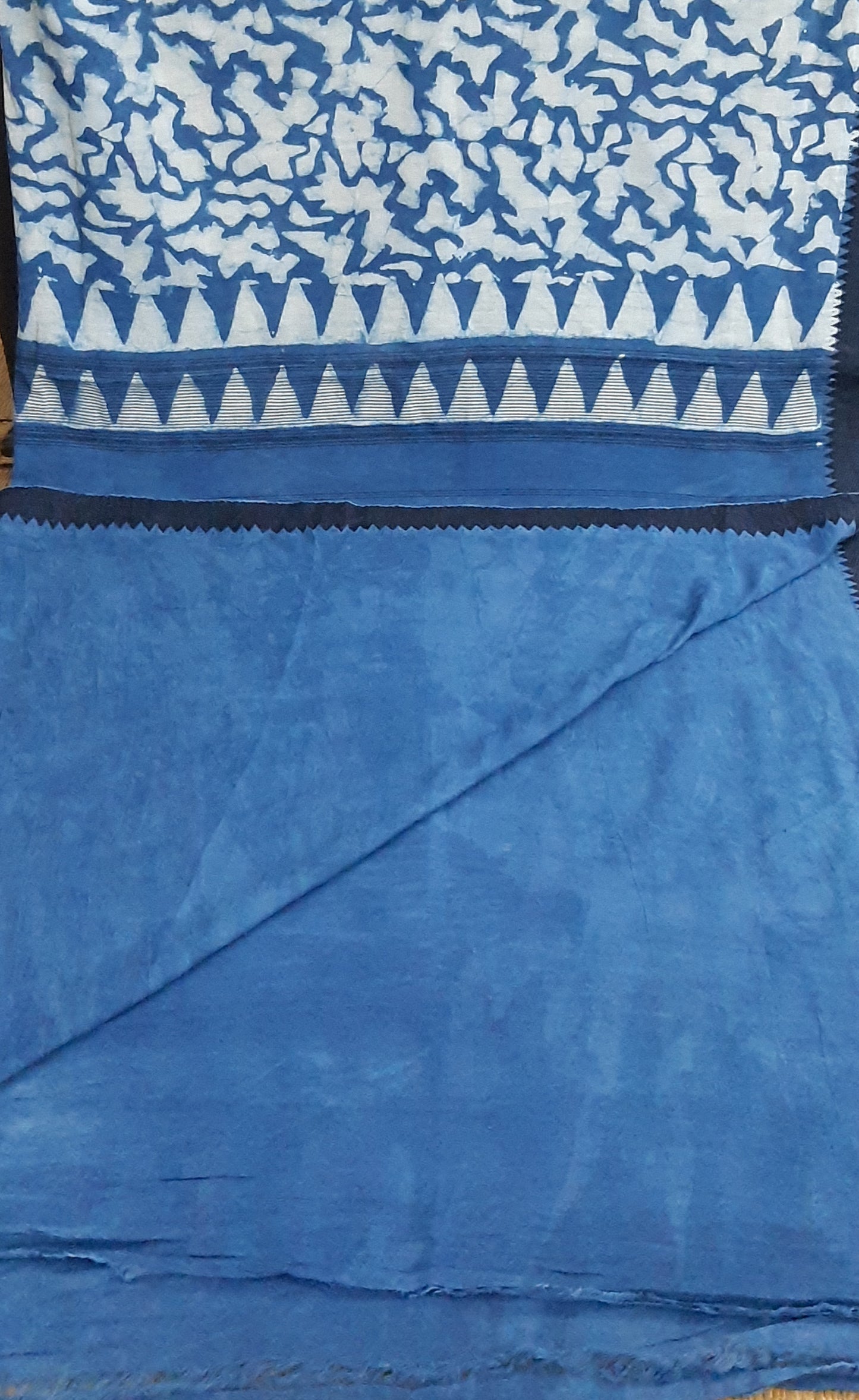 Hand woven Indigo printed saree (IND-56)