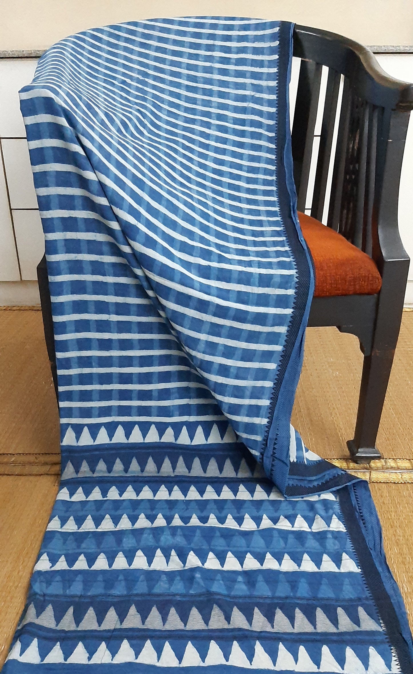 Indigo printed mangalagiri saree (IND-57)