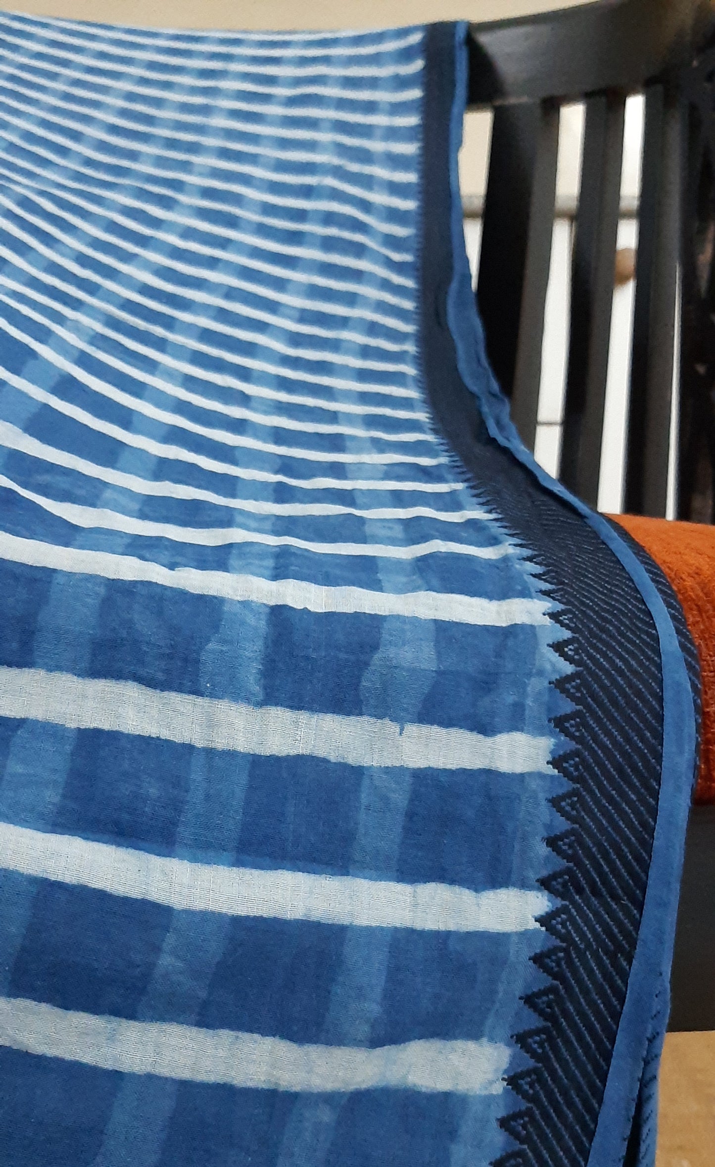 Indigo printed mangalagiri saree (IND-57)