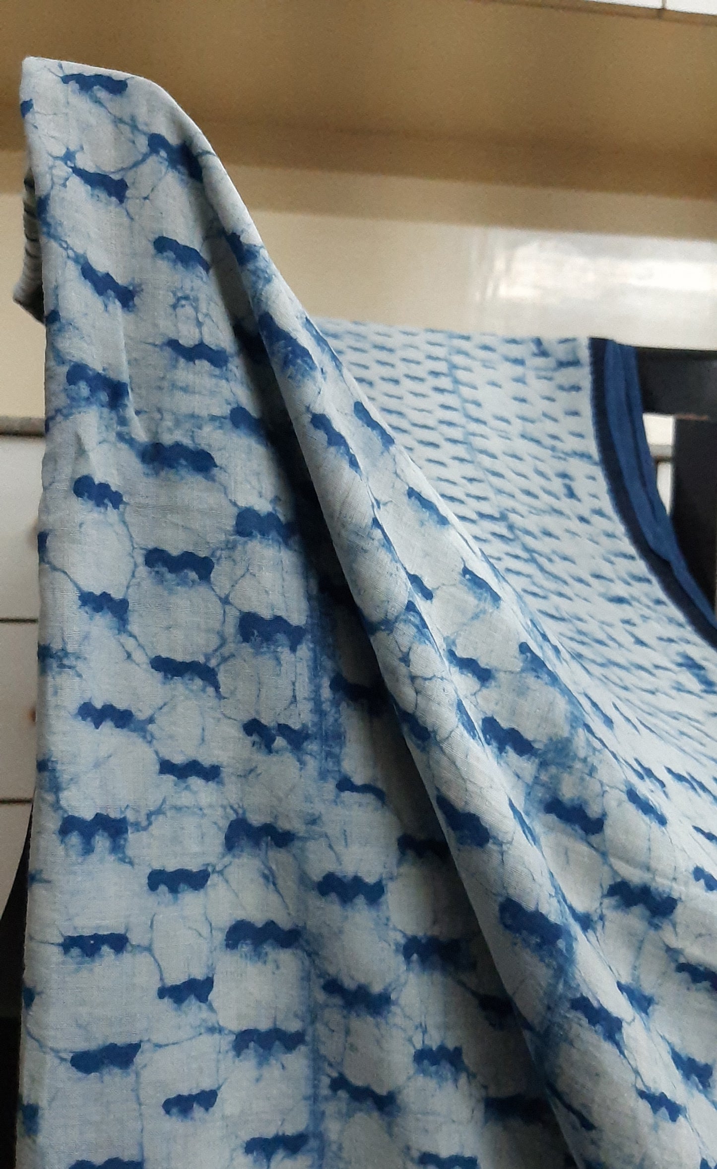 Indigo printed pure cotton saree (IND-60)